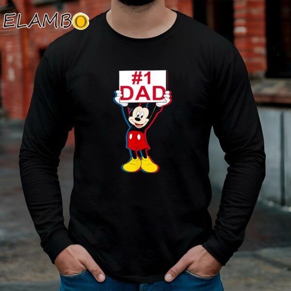 Disney Fathers Day Mickey Mouse 1 Dad Chest Shirt Longsleeve Long Sleeve