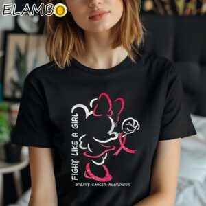 Disney Minnie Mouse Fight Like A Girl Breast Cancer Awareness Shirt Black Shirt Shirt
