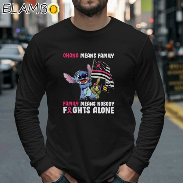 Disney Stitch Family Means Nobody Fights Alone Breast Cancer Shirt Longsleeve 40