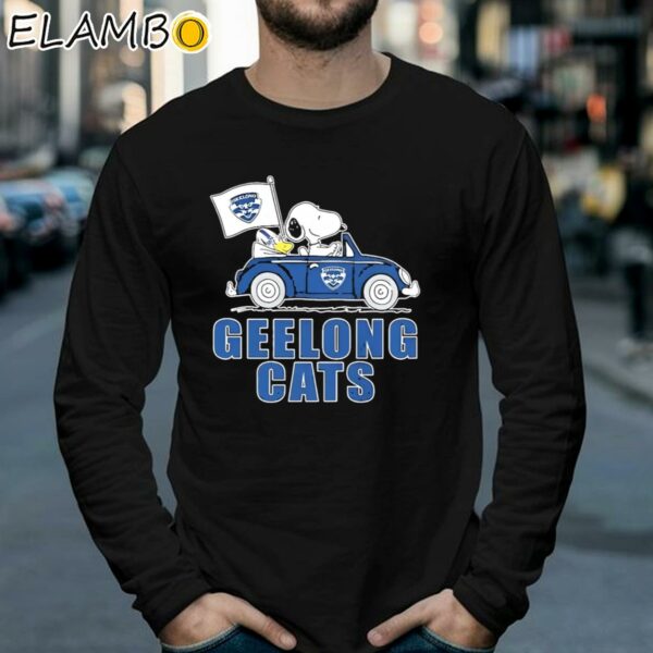 Funny Peanuts Snoopy And Woodstock On Car Geelong Cats Shirt Longsleeve 39