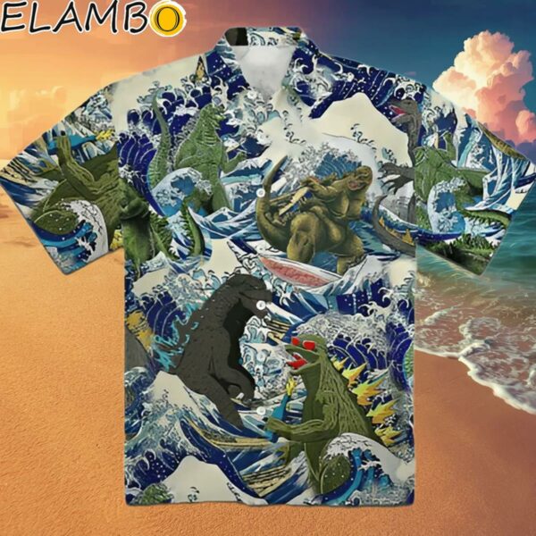 Godzilla Surfing Funny Hawaiian Shirt Hawaaian Shirt Hawaaian Shirt