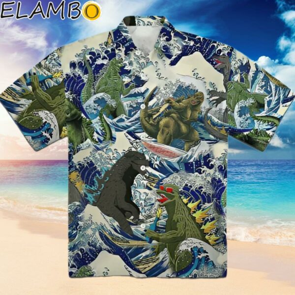 Godzilla Surfing Funny Hawaiian Shirt Hawaiian Hawaiian