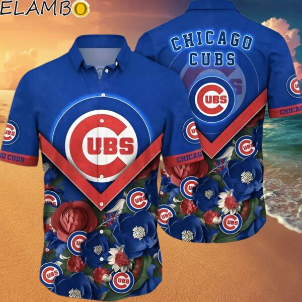 MLB Chicago Cubs Palm Leaves Pattern Hawaiian Shirt Summer Aloha Hawaaian Shirt Hawaaian Shirt