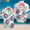 MLB Chicago Cubs with Flamingos and Leaves White Hawaiian Shirt Aloha Shirt Aloha Shirt