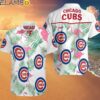 MLB Chicago Cubs with Flamingos and Leaves White Hawaiian Shirt Hawaaian Shirt Hawaaian Shirt