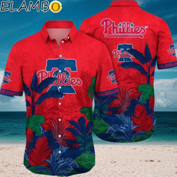 MLB Philadelphia Phillies Hawaiian Shirt Flower Tropical Trees Pattern For Fans Aloha Shirt Aloha Shirt