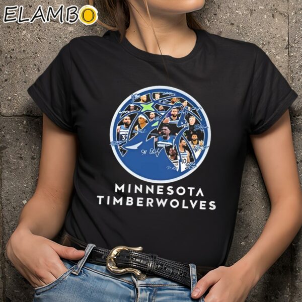 Minnesota Timberwolves Player Lineup 2024 Basketball Team Logo Signatures shirt Black Shirts 9