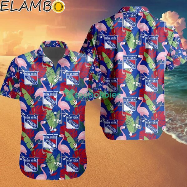 NHL New York Rangers Flamingo Flowers Hawaiian Shirt Hawaaian Shirt Hawaaian Shirt
