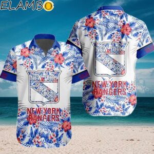NHL New York Rangers Flowers Breathable Hawaiian Button Shirt Aloha Shirt Aloha Shirt