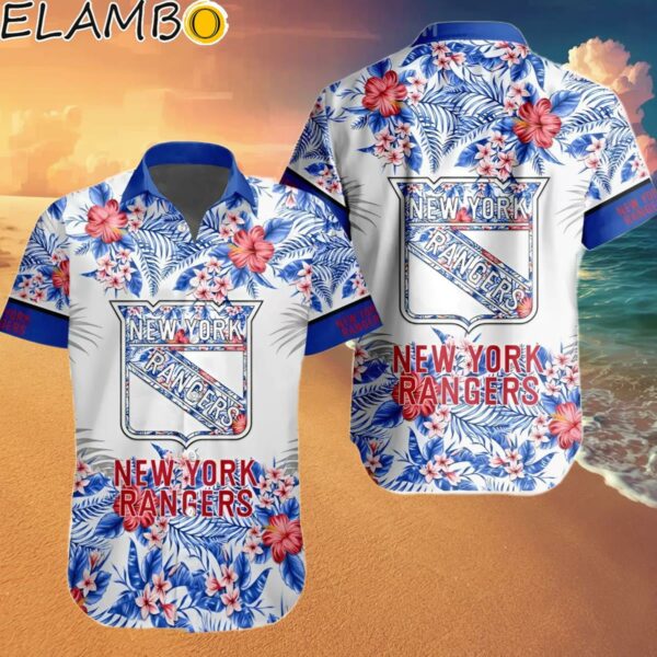 NHL New York Rangers Flowers Breathable Hawaiian Button Shirt Hawaaian Shirt Hawaaian Shirt