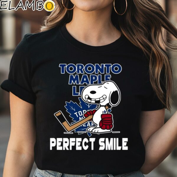 NHL Toronto Maple Leafs Snoopy Perfect Smile The Peanuts Movie Hockey Shirt Black Shirt Shirt