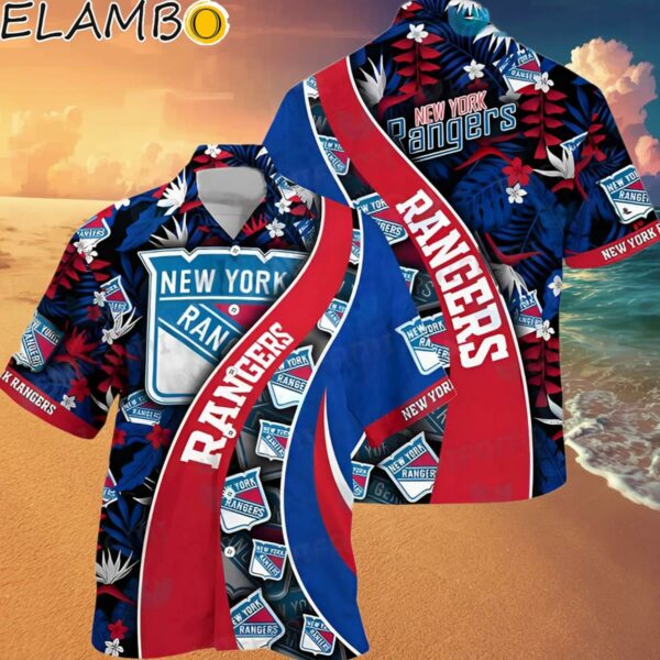 NY Rangers Hawaiian Shirt Tropical Leaves New York Rangers Gift Hawaaian Shirt Hawaaian Shirt
