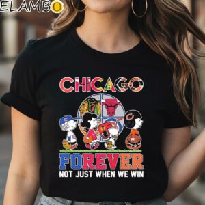 Official Peanuts Characters Abbey Road Chicago Sports Teams Forever Not Just When We Win Shirt Black Shirt Shirt