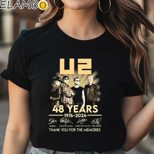 Official U2 Band 48 Years 1976 2024 Thank You For The Memories Signatures Shirt Black Shirt Shirt
