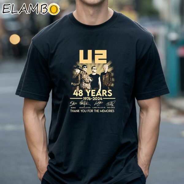 Official U2 Band 48 Years 1976 2024 Thank You For The Memories Signatures Shirt Black Shirts 18