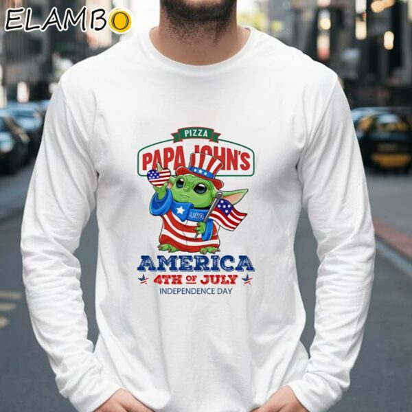 Papa John's Pizza Baby Yoda America 4th of July Independence Day 2024 Shirt Longsleeve 39