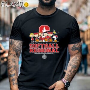 Peanuts Characters 2024 NCAA Division I Softball Regional Stanford Logo Shirt Black Shirt 6