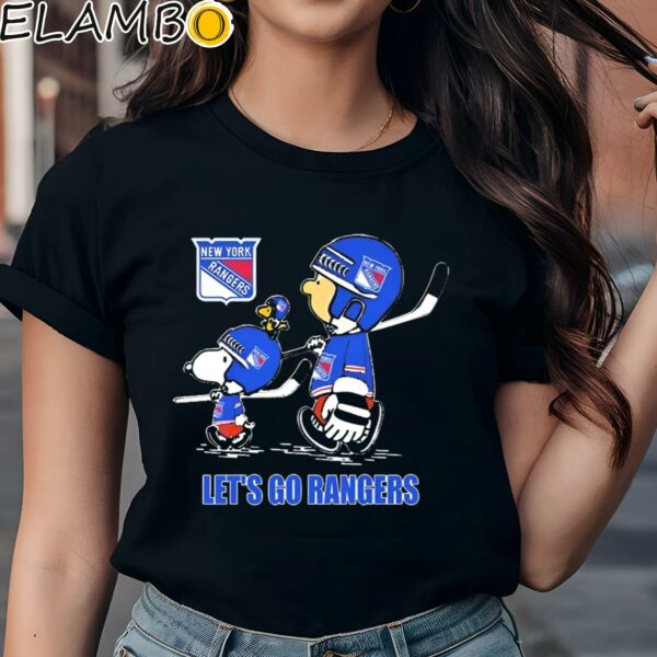 Peanuts Characters New York Rangers Walking 2024 Stanley Cup Playoffs Let's Go Rangers Shirt Black Shirts Shirt