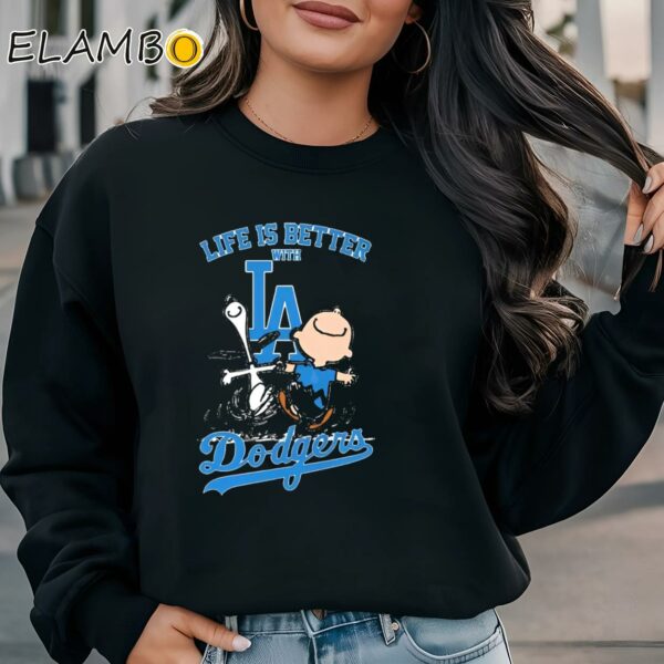 Peanuts Snoopy And Charlie Brown Life Is Better With Los Angeles Dodgers Shirt Sweatshirt Sweatshirt