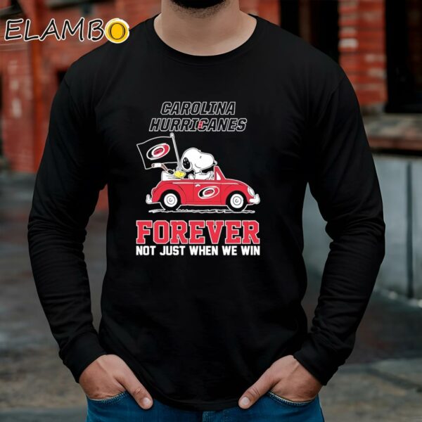 Peanuts Snoopy And Woodstock On Car Carolina Hurricanes Forever Not Just When We Win Shirt Longsleeve Long Sleeve