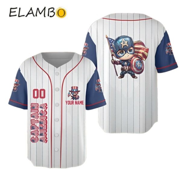 Personalized Marvel USA Captain Cartoon 4th July Baseball Jersey Printed Thumb