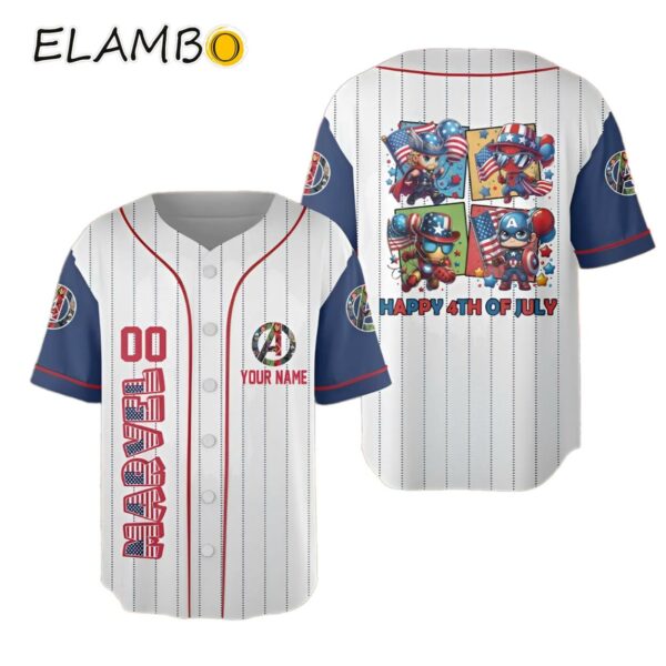 Personalized Superhero Cartoon Fourth July Sport Baseball Jersey Printed Thumb