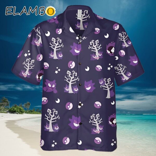 Pokemon Trendy Hawaiian Shirt Gengar Evolution Purple Hawaii Shirt Hawaiian Hawaiian