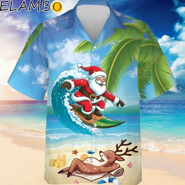Santa Surfing Christmas Hawaiian Shirts Family Hawaiian Shirts Hawaiian Hawaiian