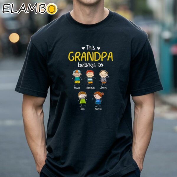 This Grandpa Belongs To Cute Family Personalized T shirt Gift For Fathers and Grandfathers Black Shirts 18