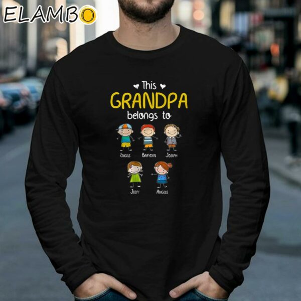 This Grandpa Belongs To Cute Family Personalized T shirt Gift For Fathers and Grandfathers Longsleeve 39