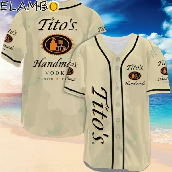 Vintage Beige Tito's Vodka Baseball Jersey Shirt Hawaiian Hawaiian