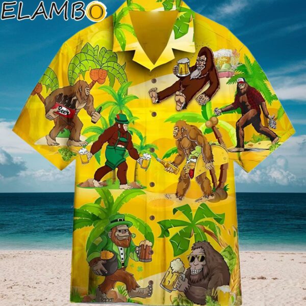 Bigfoot And Beer Sasquatch Lovers Casual Hawaiian Shirt Aloha Shirt Aloha Shirt