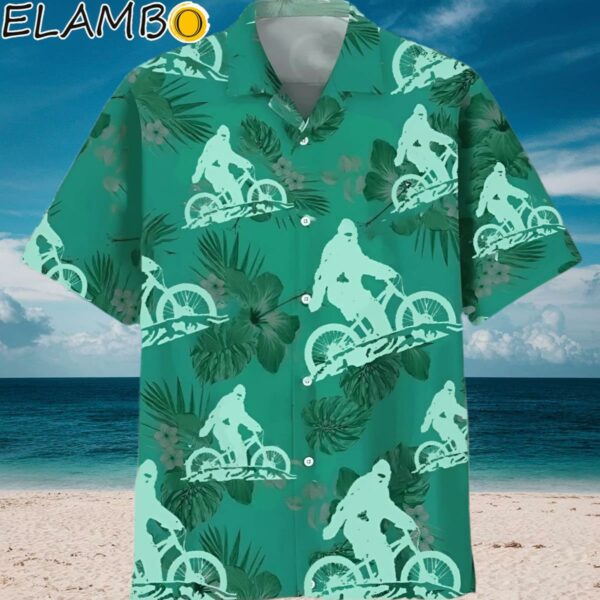 Bigfoot Riding Mountain Bike Hawaiian Shirt Aloha Shirt Aloha Shirt