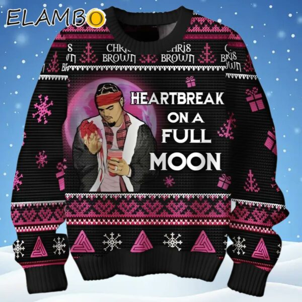 Chris Brown Heartbreak On A Full Moon Ugly Christmas Sweater Ugly Sweater