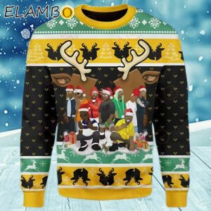 Christmas Wu Tang Clan Yellow Green Black Knitting Pattern Ugly Christmas Sweater Sweater Ugly