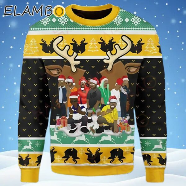 Christmas Wu Tang Clan Yellow Green Black Knitting Pattern Ugly Christmas Sweater Ugly Sweater