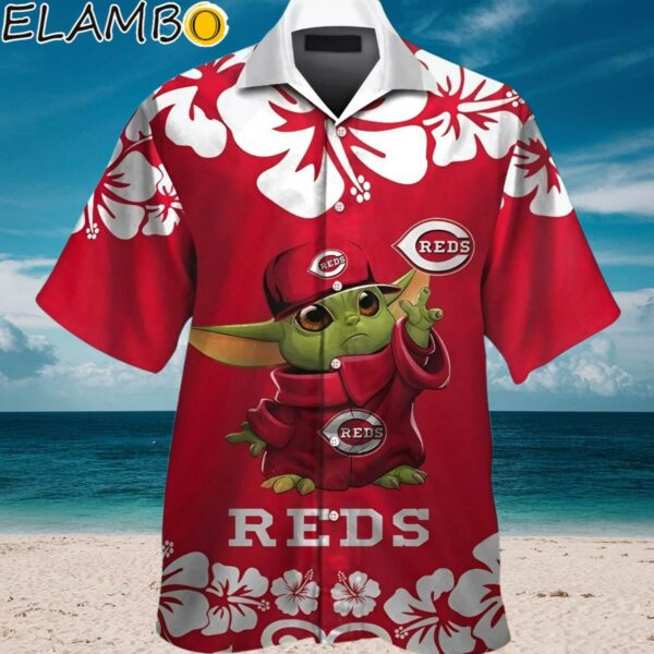 Cincinnati Reds Baby Yoda Short Sleeve Button Up Tropical Hawaiian Shirt Aloha Shirt Aloha Shirt