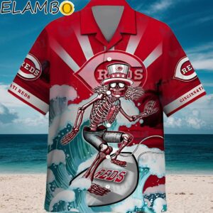 Cincinnati Reds Hawaiian Shirt Grateful Dead Skeleton Surfing Cincinnati Reds Gift Aloha Shirt Aloha Shirt
