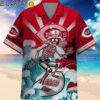 Cincinnati Reds Hawaiian Shirt Grateful Dead Skeleton Surfing Cincinnati Reds Gift Hawaiian Hawaiian