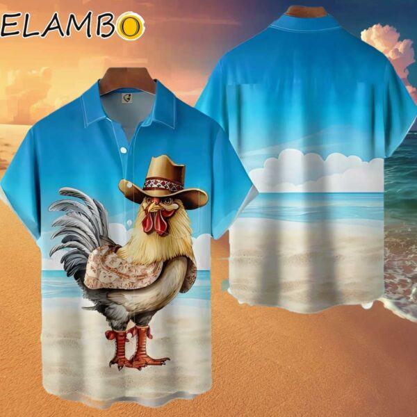 Cowboy Rooster Chest Pocket Hawaiian Shirt Hawaaian Shirt Hawaaian Shirt