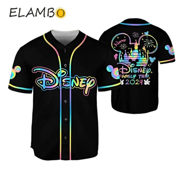 Custom Disney Family Trip Simple Mickey and Minnie Rainbow Baseball Jersey Printed Thumb