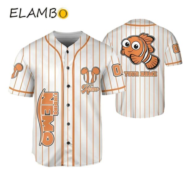 Custom Disney Finding Nemo White Orange Baseball Jersey Printed Thumb
