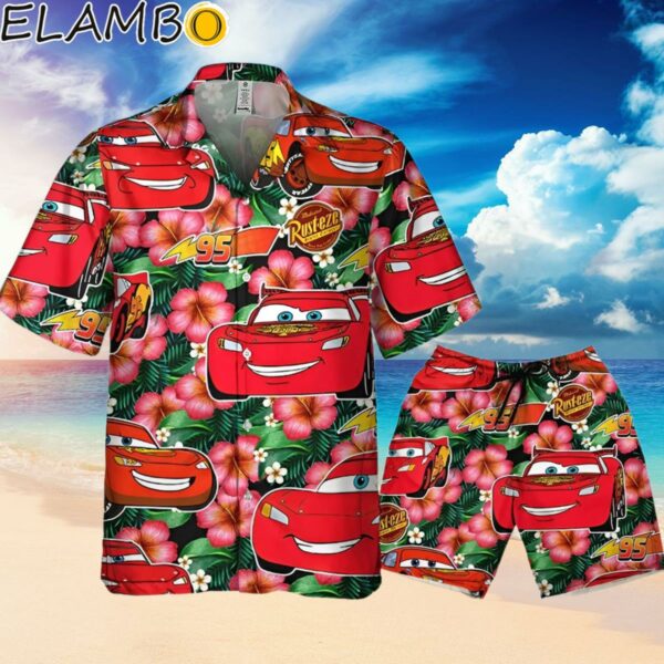 Disney Pixar Cars Lightning McQueen Summer Viber Floral Hawaiian Shirt Hawaiian Hawaiian