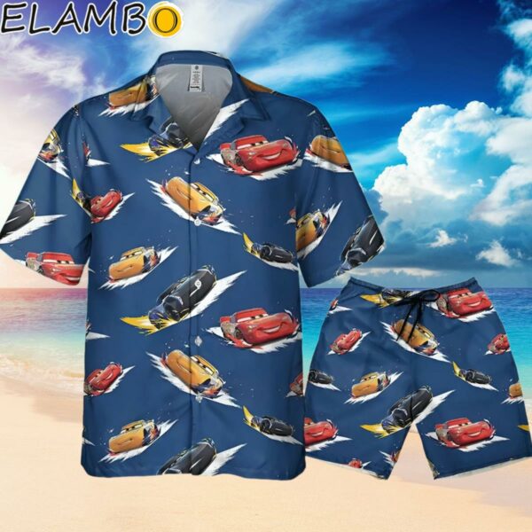 Disney Pixar Cars Lightning Mcqueen Fabric Pattern Hawaiian Shirt Hawaiian Hawaiian