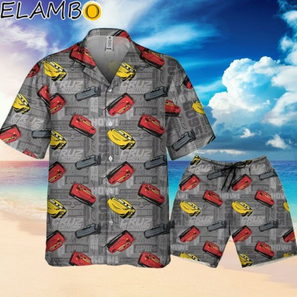 Disney Pixar Cars Multicolor Car Toss Fabric Texture Hawaii Shirt Hawaiian Hawaiian