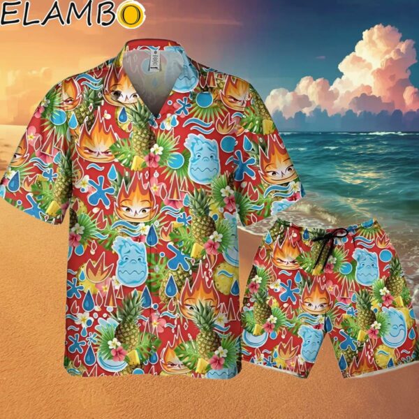 Disney Pixar Elemental Ember And Wade Seamless Pineapple Summer Tropical Hawaii Shirt Hawaaian Shirt Hawaaian Shirt