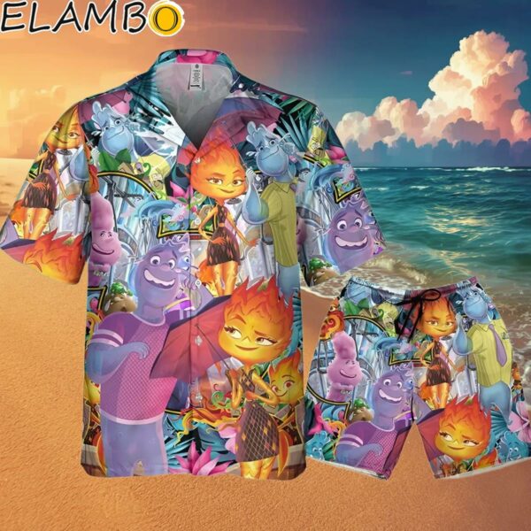 Disney Pixar Elemental Tropical Summer Button Up Shirt Hawaaian Shirt Hawaaian Shirt