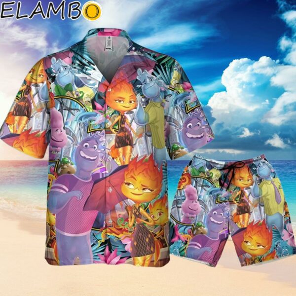 Disney Pixar Elemental Tropical Summer Button Up Shirt Hawaiian Hawaiian