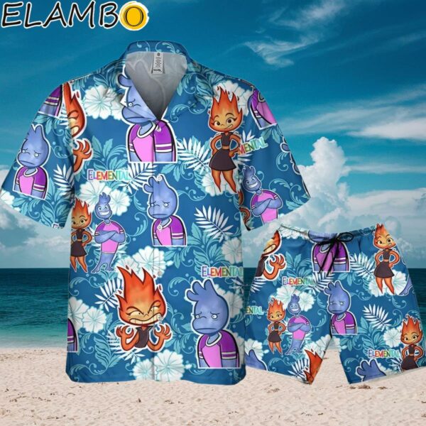 Disney Pixar Elemental Wade And Ember Emotion Blue Magic Kingdom Hawaiian Shirt Aloha Shirt Aloha Shirt