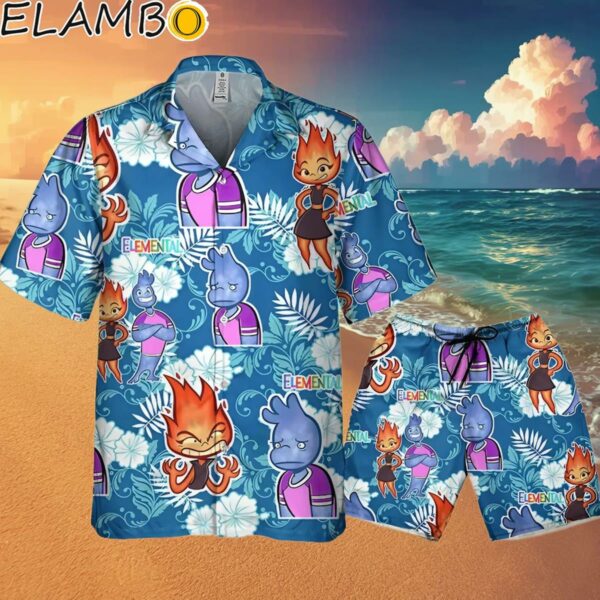 Disney Pixar Elemental Wade And Ember Emotion Blue Magic Kingdom Hawaiian Shirt Hawaaian Shirt Hawaaian Shirt